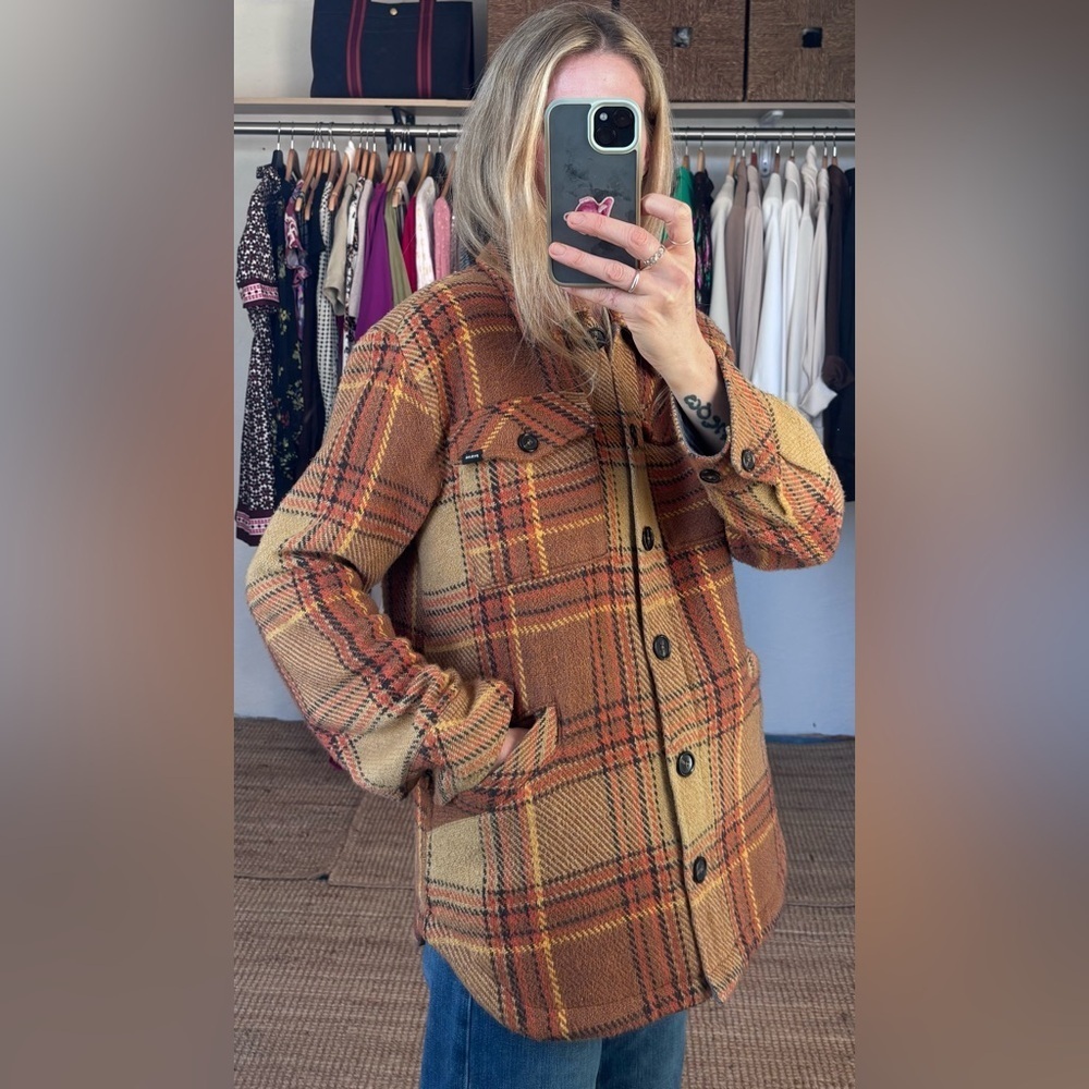 prAna 100% Organic Cotton 70’s Plaid Flannel Quilted Multi Pocket Jacket Shacket - Picture 3 of 12